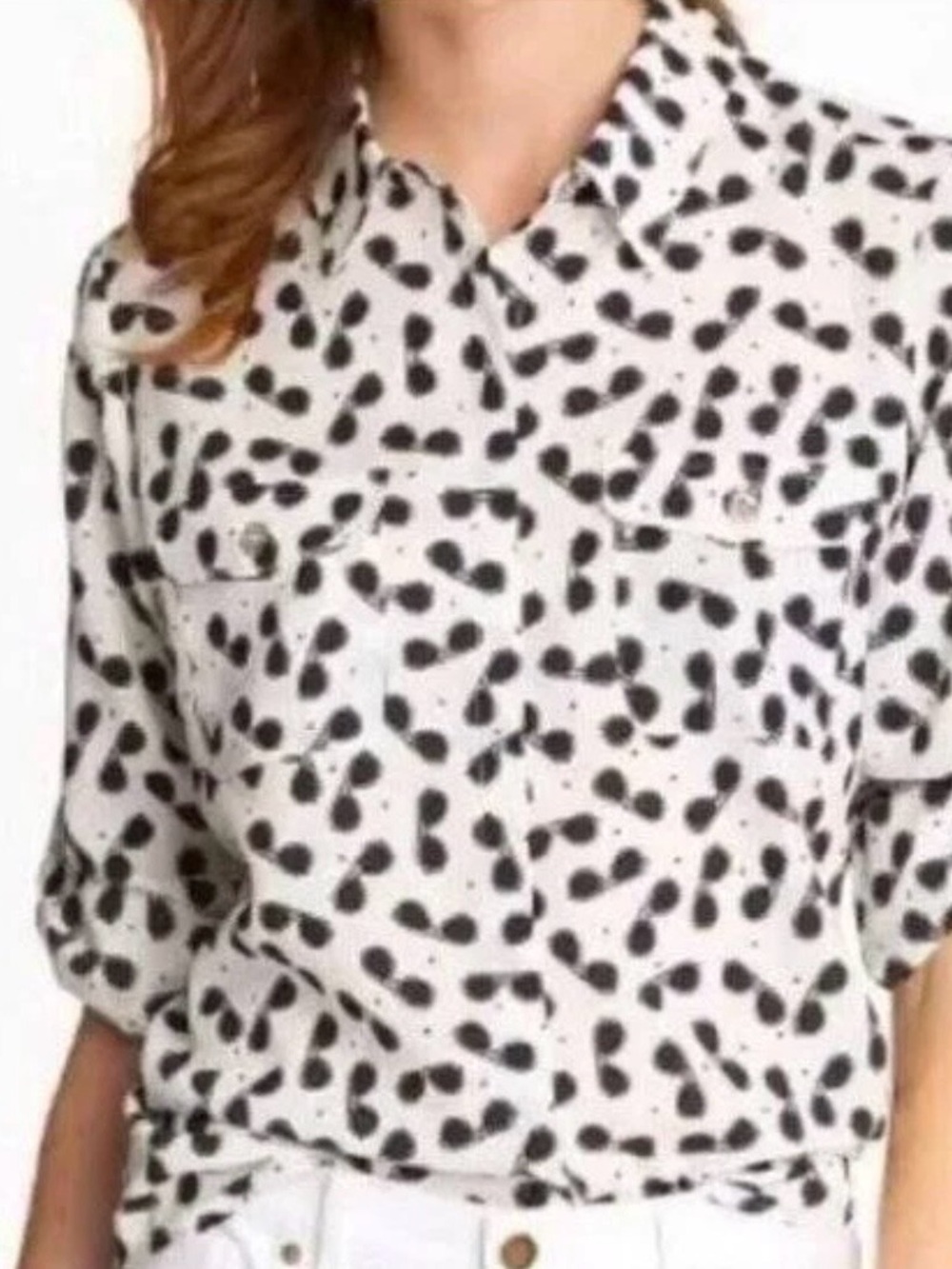 Karl Lagerfeld Paris sunglasses print 
Button down blouse size L